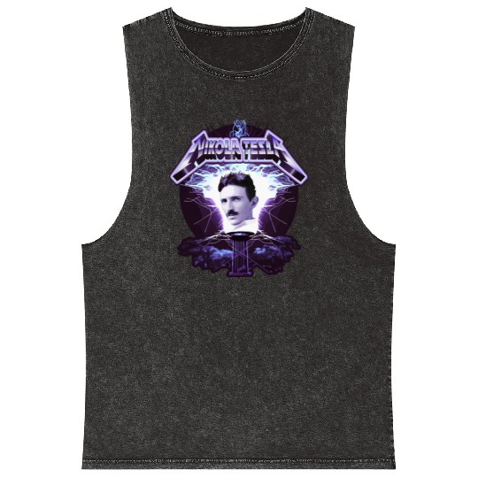 Nikola Tesla Heavy Metal Electricity by gnarly Mineral Wash Tank Tops