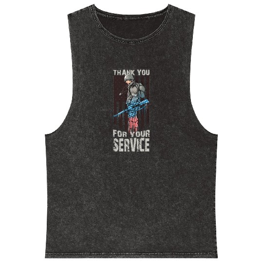 Thank You For Your Service Veteran US Flag Veteran Mineral Wash Tank Tops