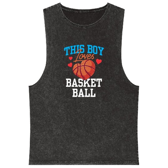 This Boy Loves Basketball Coach Match Player Team Mineral Wash Tank Tops