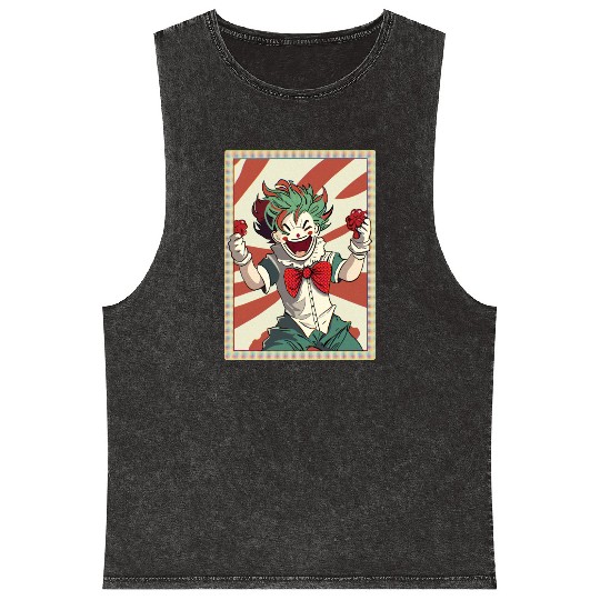Happy joker card Mineral Wash Tank Tops