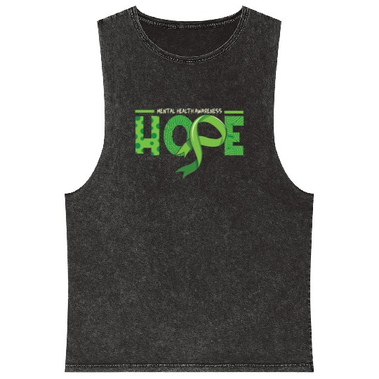 Hope In May Green Mental Health Awareness Month Mineral Wash Tank Tops