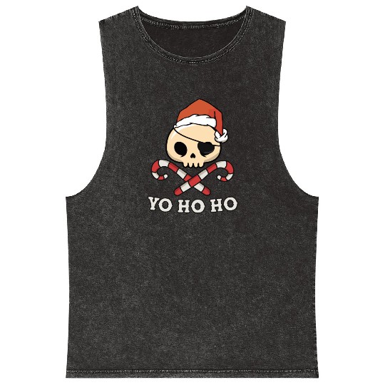 Santa Pirate Funny Christmas - Yo Ho Ho, Pirate Mineral Wash Tank Tops