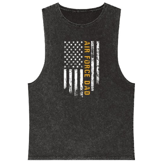 USA Flag Air Force Dad PILOT Mineral Wash Tank Tops