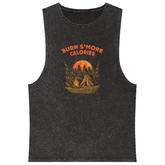 Burn Smore Calories Camping Workout Camper Gym Hik Mineral Wash Tank Tops