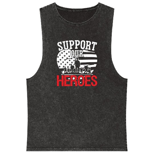 Soldier support our heroes military army veteran Mineral Wash Tank Tops