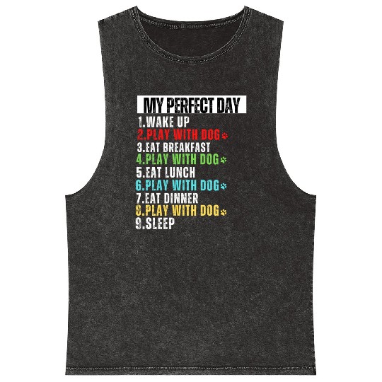 My Perfect Day Dog Mom Dog Dad Mineral Wash Tank Tops
