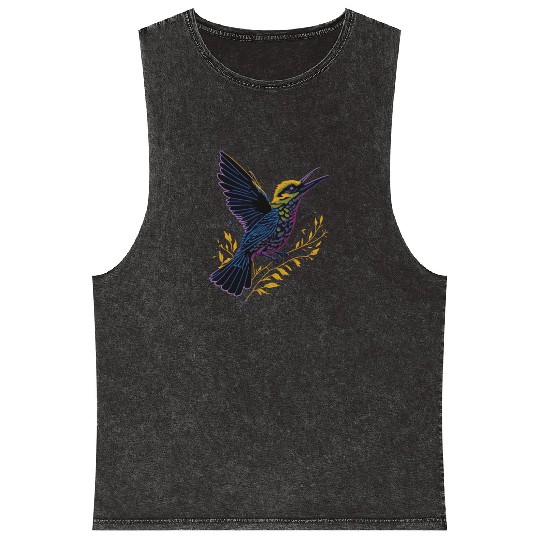 Nature Lovers - Charming Hummingbird Mineral Wash Tank Tops