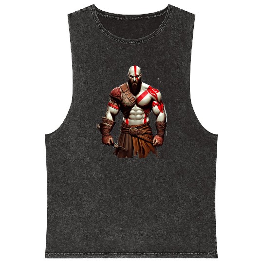 iconic Kratos, the God of War Mineral Wash Tank Tops
