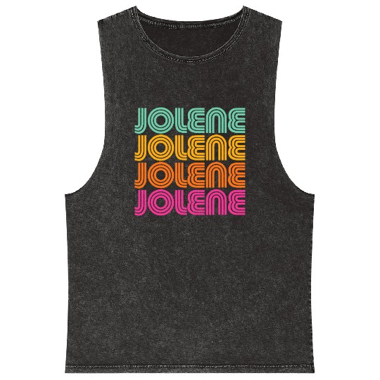Jolene Retro Vintage 70s 80s Rainbow Pink Song Sun Mineral Wash Tank Tops