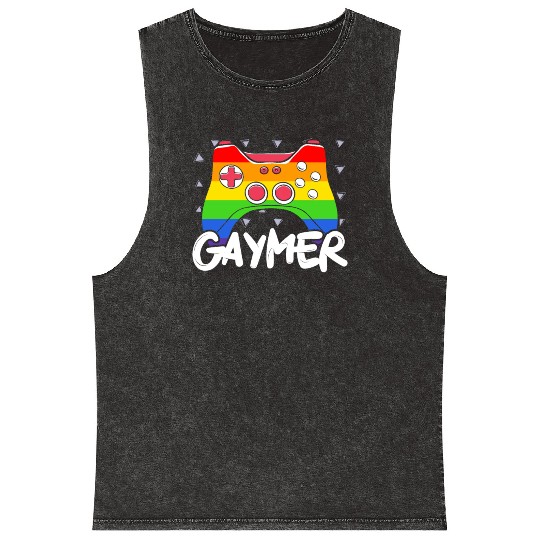 Gaymer Video Game Rainbow Pride Month LGBTQ Gay Mineral Wash Tank Tops