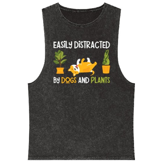 Easily Distracted by Dogs And Plants Mineral Wash Tank Tops