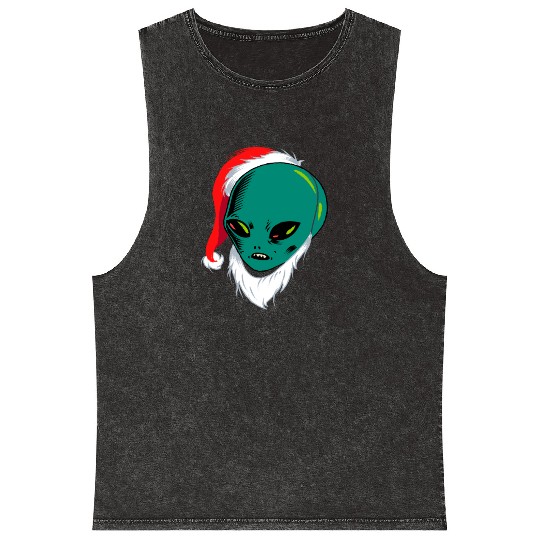 Aliens Love Christmas Mineral Wash Tank Tops