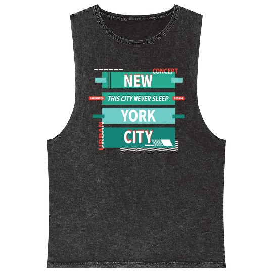 New York City Green Mineral Wash Tank Tops
