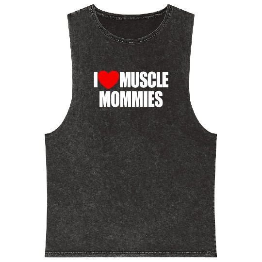 I Love Muscle Mommies Red Heart Muscle Mommies Mineral Wash Tank Tops