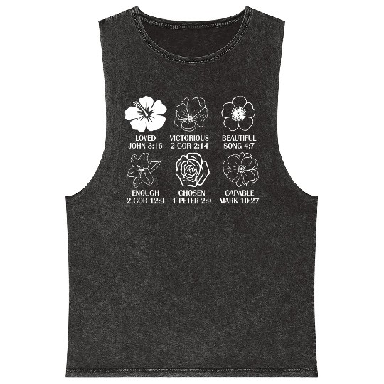 Loved John 3:16 Victorious 2 Cor 2:14 Mineral Wash Tank Tops