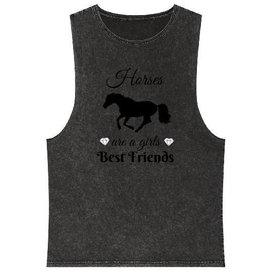 Horses Girls Best Friends Riding Equestrian Mineral Wash Tank Tops