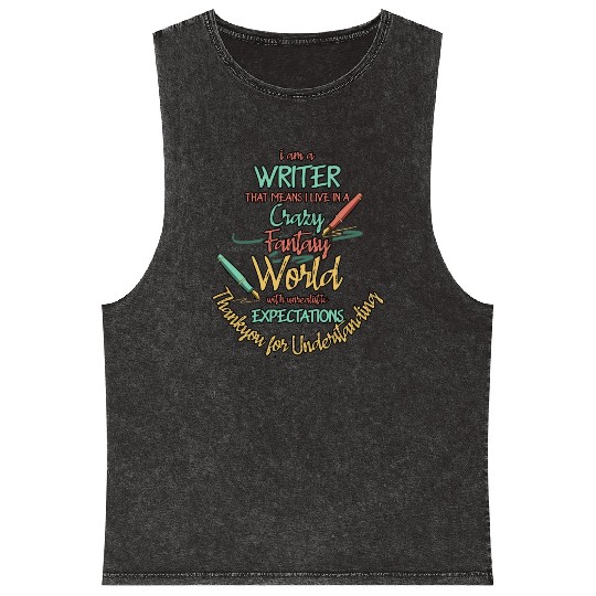 Writer Live In Fantasy World Author Mineral Wash Tank Tops