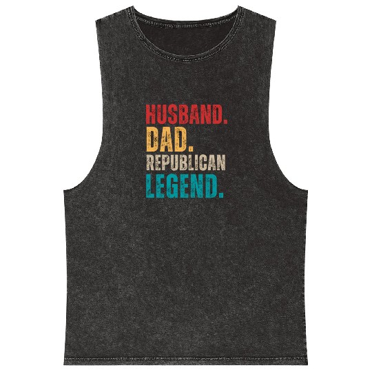 Husband Dad Republican Legend Republican Supporter Mineral Wash Tank Tops