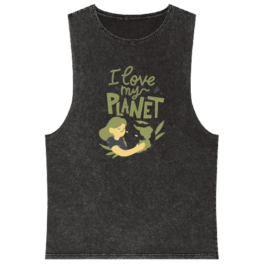 Earth Day I Love My Planet Pro Environment Nature Mineral Wash Tank Tops