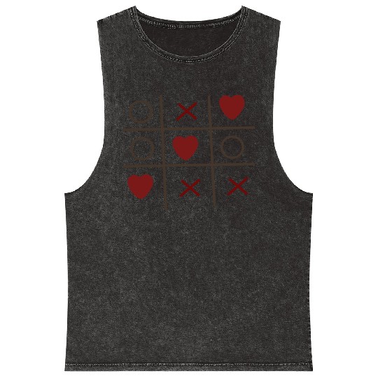 Cool Valentine s Day Criss Cross Heart Mineral Wash Tank Tops