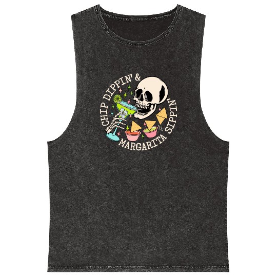 Chip Dippin' And Margarita Sippin' Mineral Wash Tank Tops