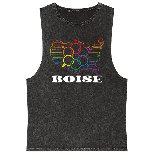 Boise Pride Month Pride Flag LGBT Community LGBTQ Mineral Wash Tank Tops