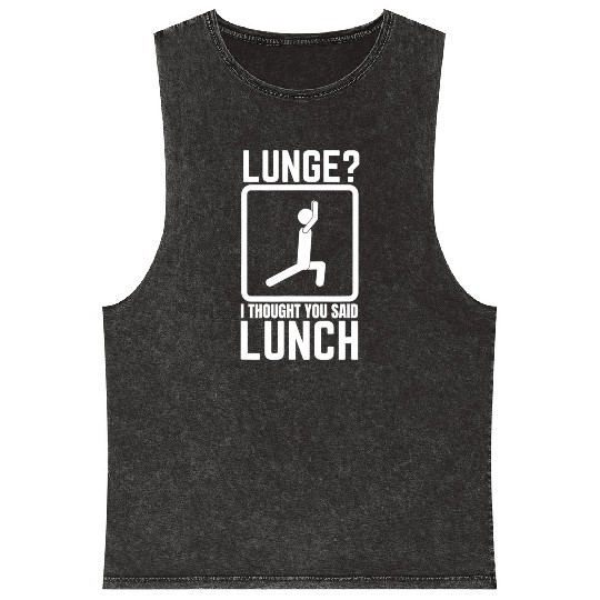 Funny Gym, Workout Top, Lunge Lunch Stick Figure Mineral Wash Tank Tops