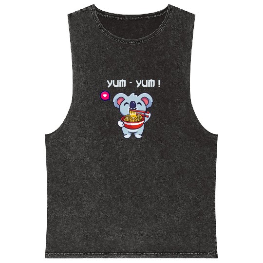 Yum Yum Ramen Noodle China Noodle Koala Japan Fans Mineral Wash Tank Tops