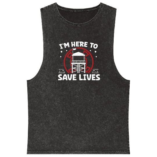 Lifeguard here to save lives swimming pool guard Mineral Wash Tank Tops