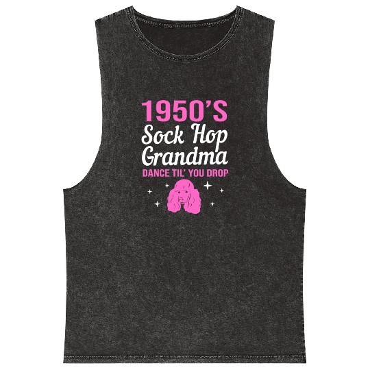 Retro Dance 1950s Sock Hop Dancing Grandma Mineral Wash Tank Tops