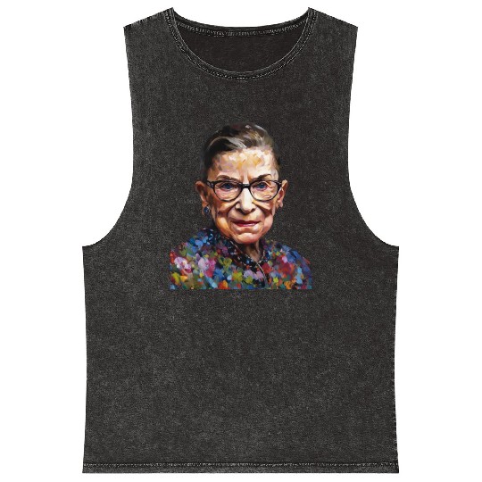 Ruth Bader Ginsburg portrait in a Monet style Mineral Wash Tank Tops