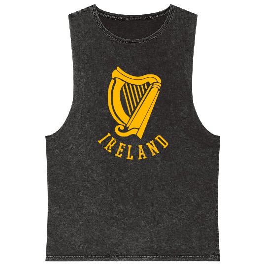 Irish Celtic Harp Medieval Emblem Of Ireland Mineral Wash Tank Tops