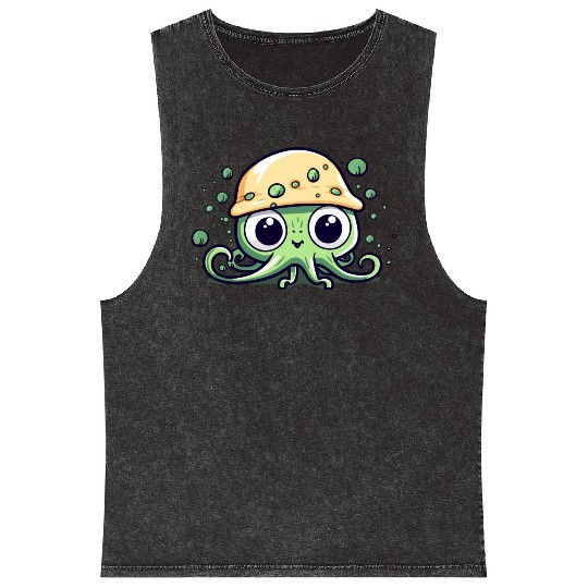Kawaii Octopus Mineral Wash Tank Tops