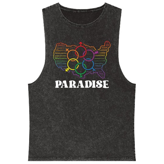 Paradise Pride Month Pride Flag LGBT Community LGB Mineral Wash Tank Tops