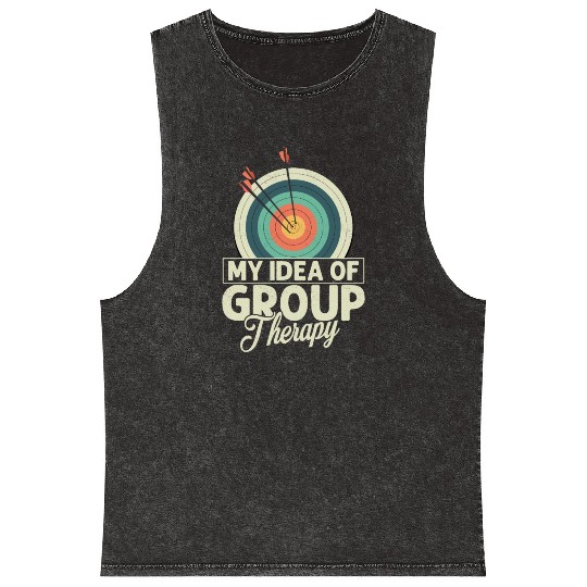 My Idea Of Group Therapy Archery Target Bow & Arro Mineral Wash Tank Tops