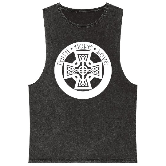 Timeless Celtic Cross With Celtic Knots Mineral Wash Tank Tops