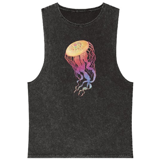 Colorful Jellyfish Mineral Wash Tank Tops