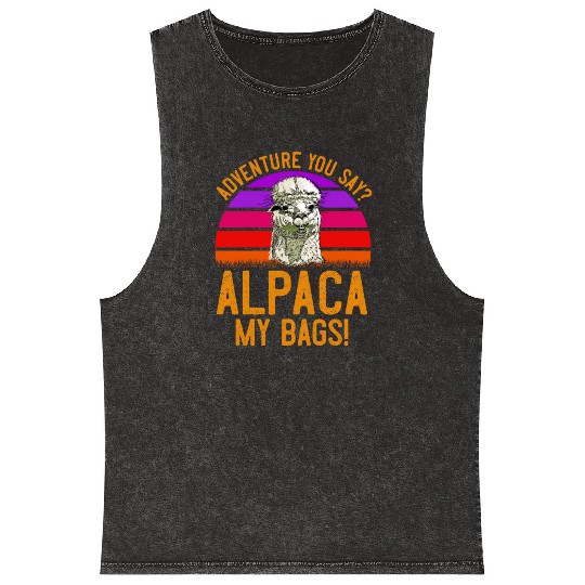 Alpaca my Bags Mountaineer funny Hiking Mineral Wash Tank Tops