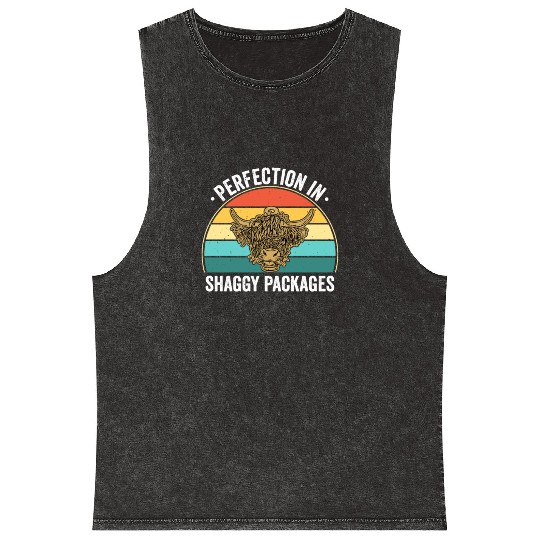 Perfection In Shaggy Packages Highland Cow Mineral Wash Tank Tops
