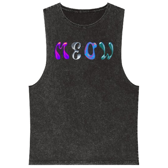 meow kitty Mineral Wash Tank Tops