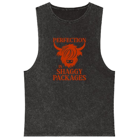 Perfection In Shaggy Packages Highland Cow Mineral Wash Tank Tops