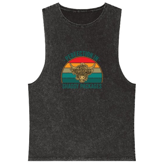 Perfection In Shaggy Packages Highland Cow Mineral Wash Tank Tops