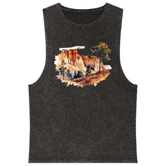 Bryce Canyon Watercolor Wonderland Mineral Wash Tank Tops