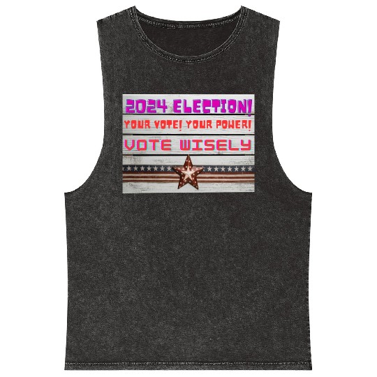 US Election Design Mineral Wash Tank Tops