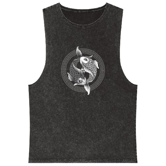 Yin Yang Koi Fish Mineral Wash Tank Tops