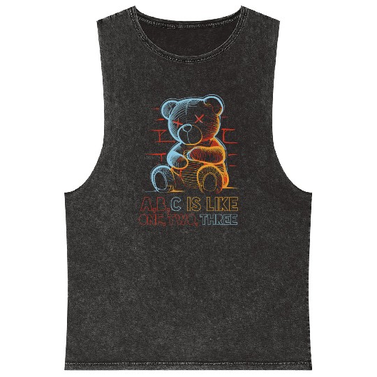 neon teddy bear Mineral Wash Tank Tops