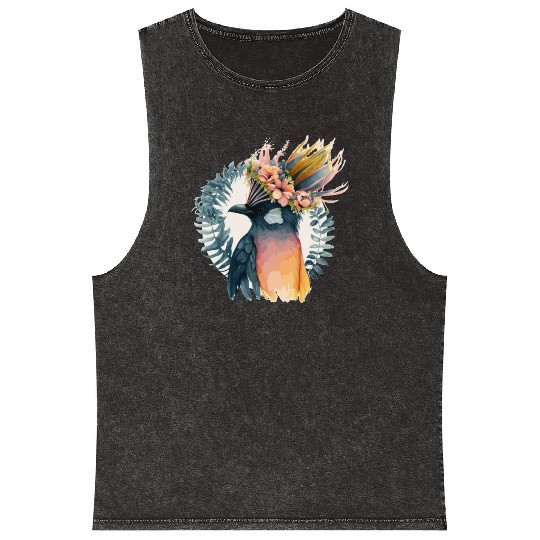 Cute Bird Of Paradise Bird Flower Crown Pet Birds Mineral Wash Tank Tops