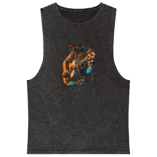 Guitar Player Guitarist Acoustic Music Band Mineral Wash Tank Tops