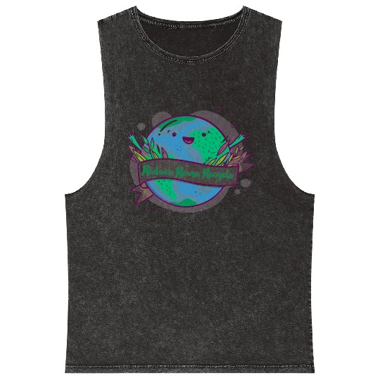 Reduce, Reuse, Rescue Quote with earth Graphic Mineral Wash Tank Tops