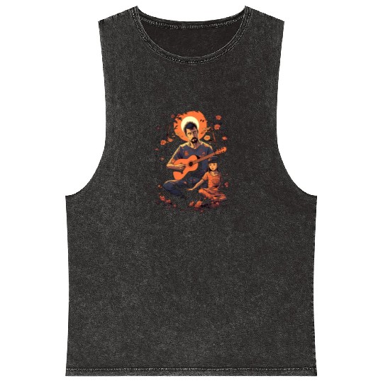 Guitarist Dad Guitar Player Father and Daughter Mineral Wash Tank Tops